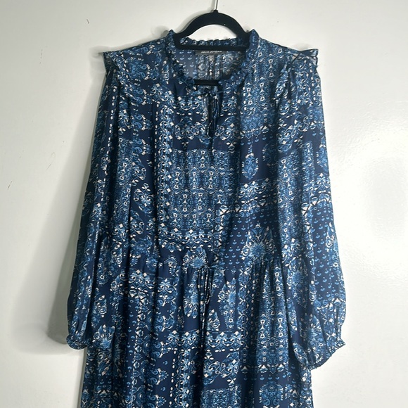 Julia Jordan blue multi printed tiered maxi dress sheer size 16 new raffle - Picture 5 of 11